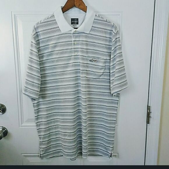 (3/$20) Greg Norman for Tasso Elba striped polo shirt - Picture 1 of 7